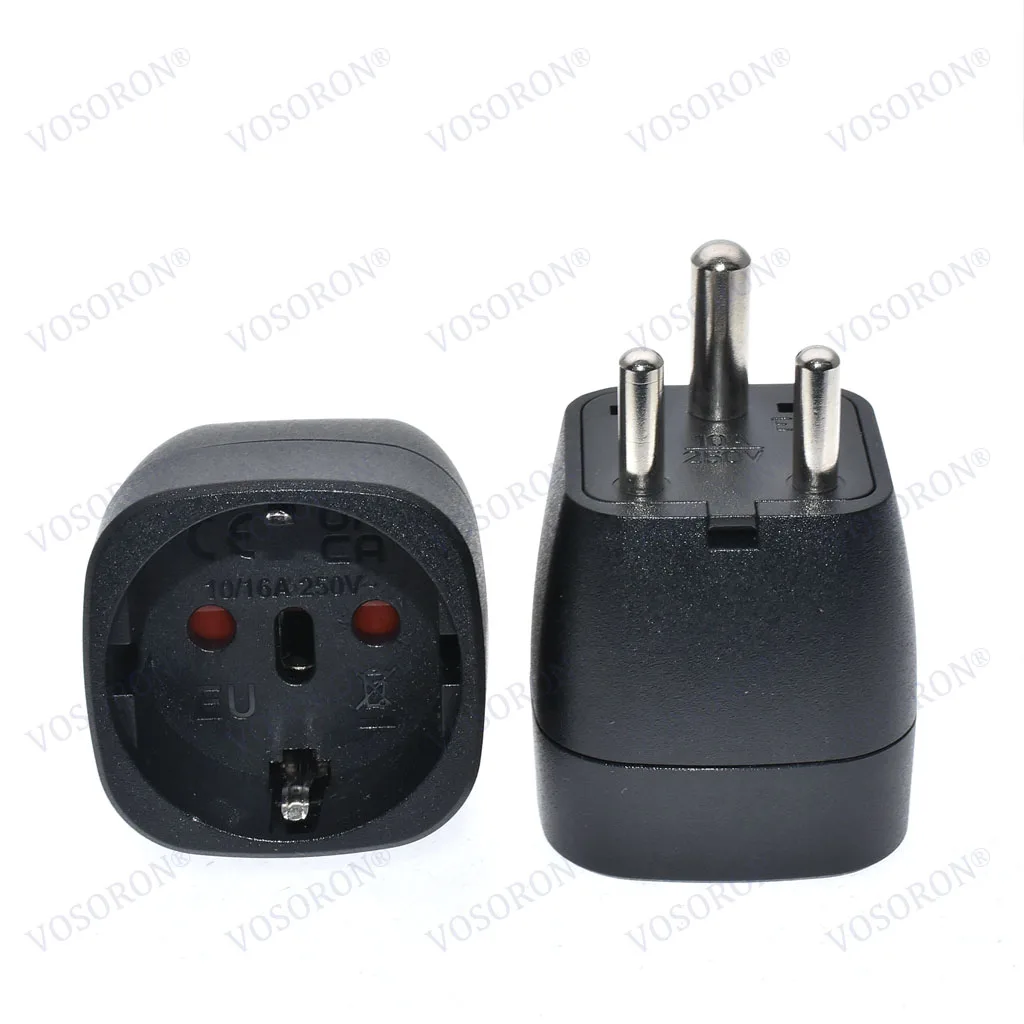 EU to India Travel Plug Adapter Universal Power Converter 3-Pin Round AC Adapter Plug D Type for Sri Lanka, Nepal, Congo