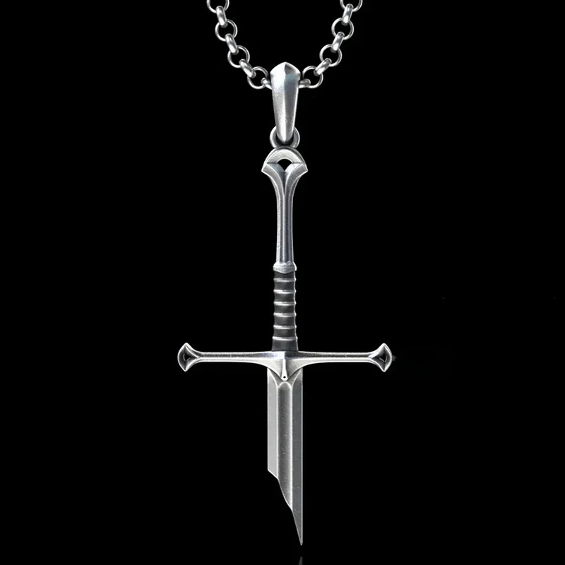 Gothic Silver/black Broken Sword Cross Pendant Necklace Jewelry