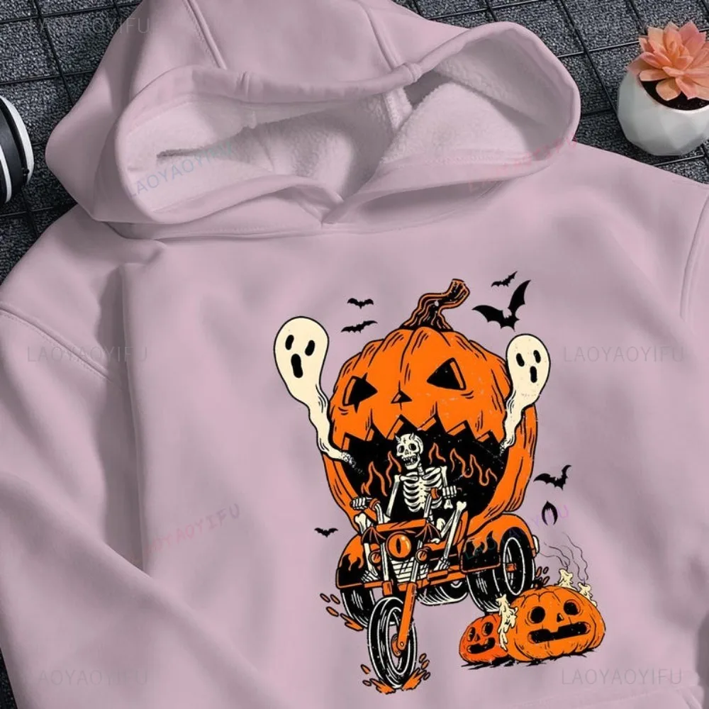 

Hot Sale Skeleton Driving Pumpkin Halloween Women Hoodie Terror Spooky Season Fall Winter Casual Fashion Harajuku Man Sweatshirt