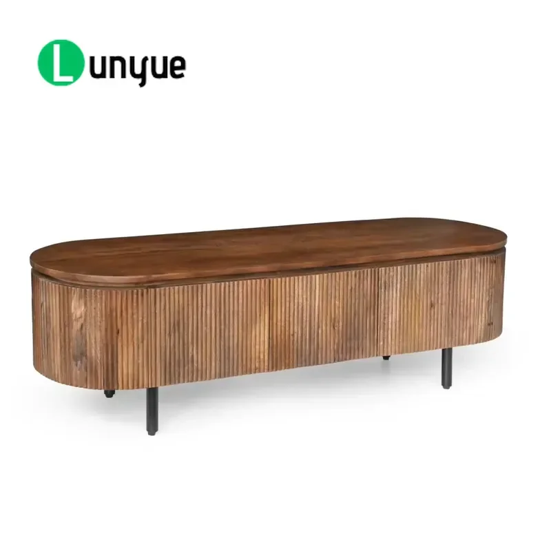 Modern Groove Door TV Cabinet Living Room Storage Unit Minimalist Design Wood Entertainment Center Console Table Home Decor