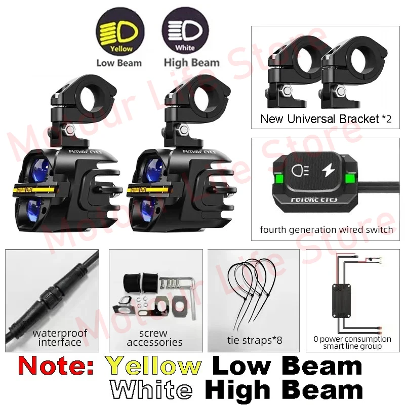TOEKOMSTIGE OGEN X80 LED Spotlight Motorfiets Extra Spotlight Hoorn Flash Led Lamp Bedrade Backlight Schakelaar Door Running Lights - afbeelding 1