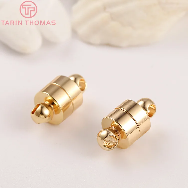 (2827) 6x12MM 8x14MM 24K Gold Color Brass Magnetic Bracelet Clasp Beads  Quality for Diy Jewelry Making Findings Accessorie