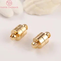 (2827) 6x12MM 8x14MM 24K Gold Color Brass Magnetic Bracelet Clasp Beads Quality for Diy Jewelry Making Findings Accessorie