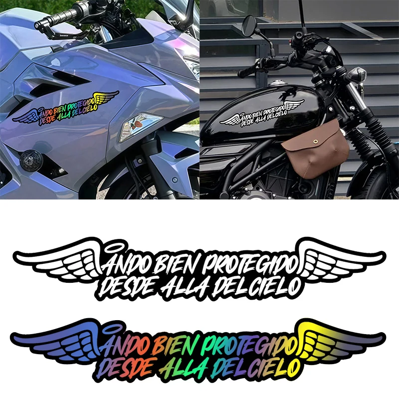 

1PC ANDO BIEN PROTEGIDO DESDE ALLA DELCIELO Motorcycle Stickers Waterproof Motorbike Fuel Tank Vinyl Decals Scooter Stickers