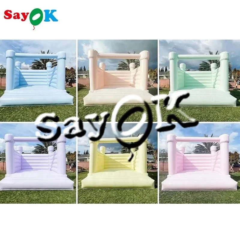 

SAYOK Inflatable Colorful Wedding Bounce House Castle PVC Inflatable Bouncy Castle House Jumping Bed for Wedding Party