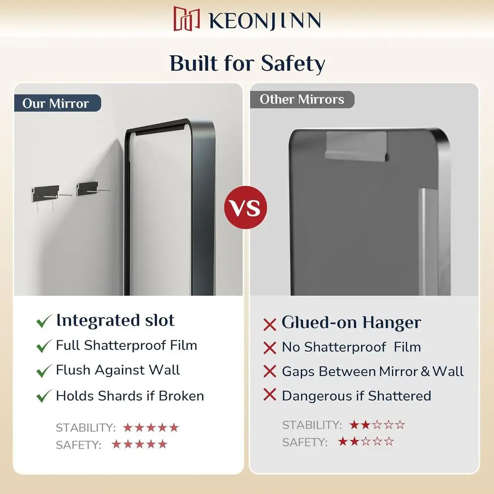 Rounded 20x30 Inch Matte Black Sandblasted Bathroom Mirror with Seamless Frame for Vanity Over Sink