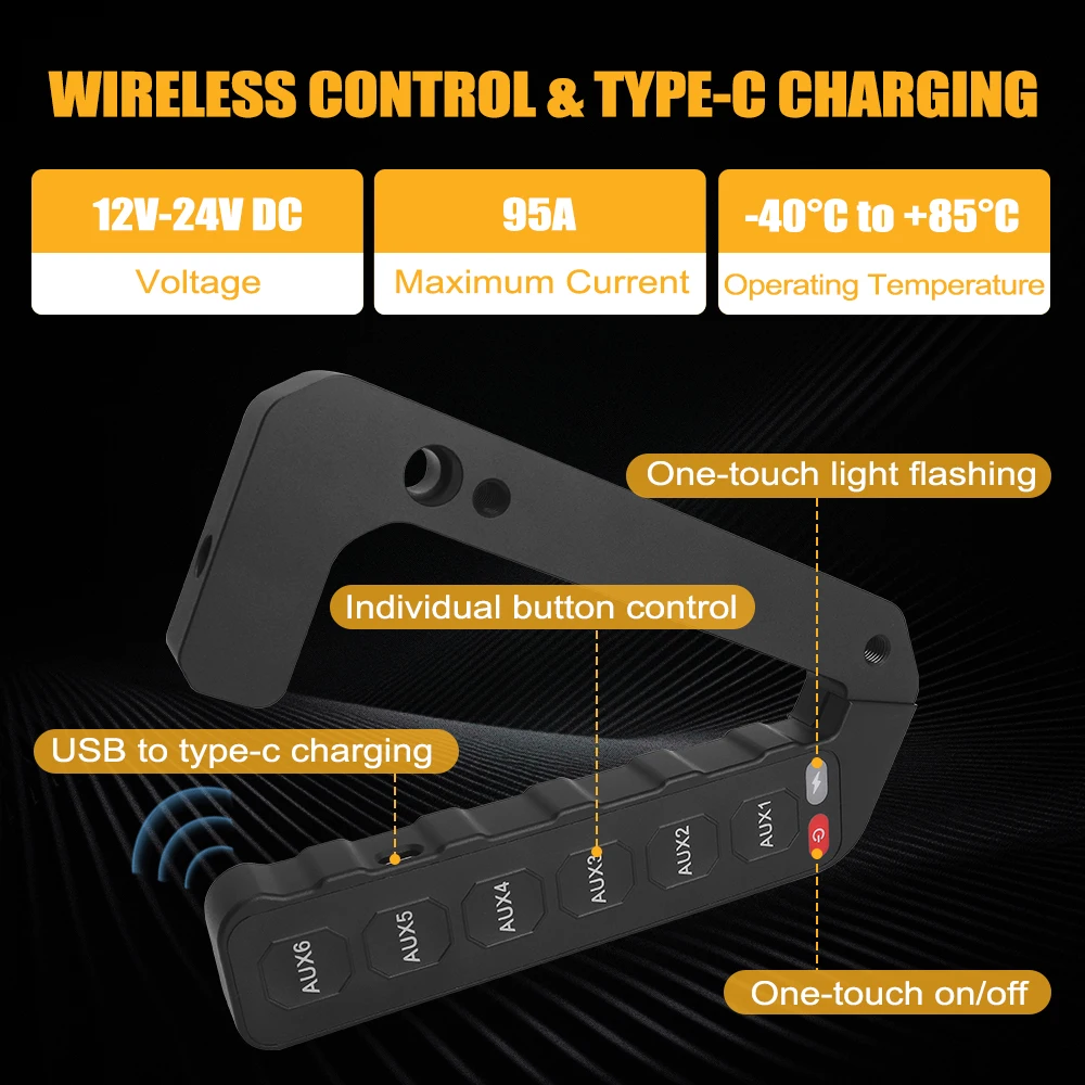 Wireless Grab Handle 6 Gang Switch Panel Led Lights Switches Controller Box for Jeep Wrangler JK 2007-2018