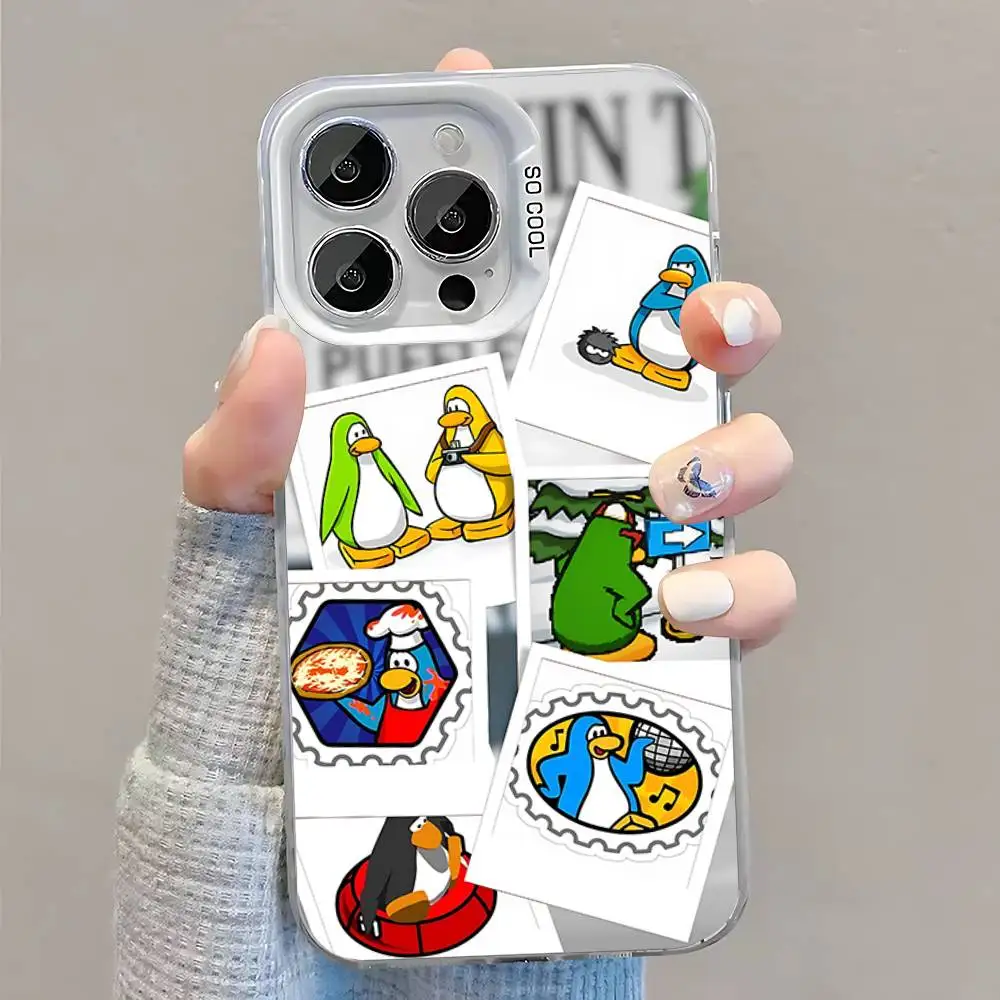 حافظة هاتف Game C-Club PenguinS لهاتف iPhone 16,15,14,13,12,11,Pro,XS,Max,Plus,Mini,SE غطاء مقاوم للصدمات من الحلوى البيضاء غير اللامعة