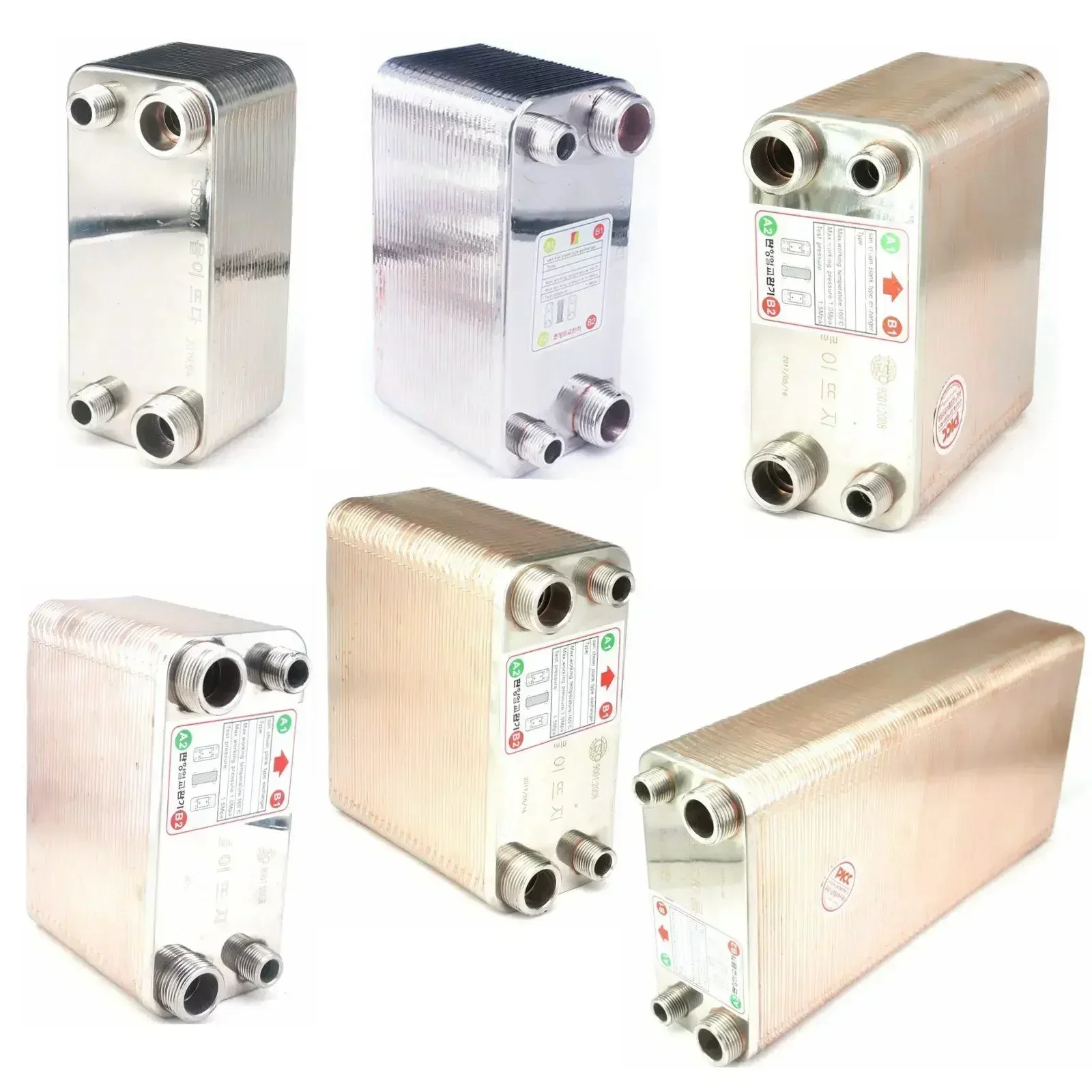 24-120 Plates Wort Chiller Cooler Heat Exchanger 304 Stainless Steel Home Brew Beer Wine Making Weld Material Copper