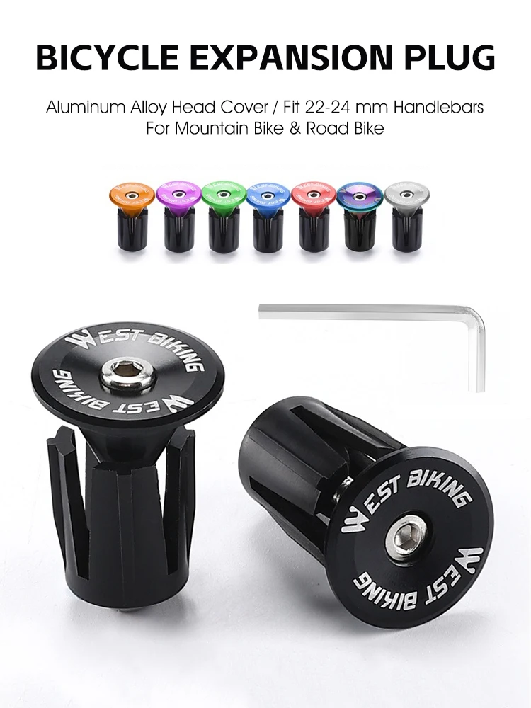 AliExpress West Biking WEST BIKING Multicolor Bicycle Expansion Plug With Tools Aluminum Alloy MTB Road Bike Handlebar Stopper Bike Bar End Plugs