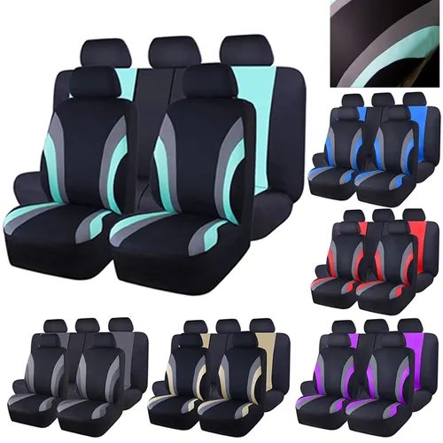 Juego completo de fundas para asientos de coche de tela de poliéster, Protector de asiento de coche Universal, apto para la mayoría de los coches SUV