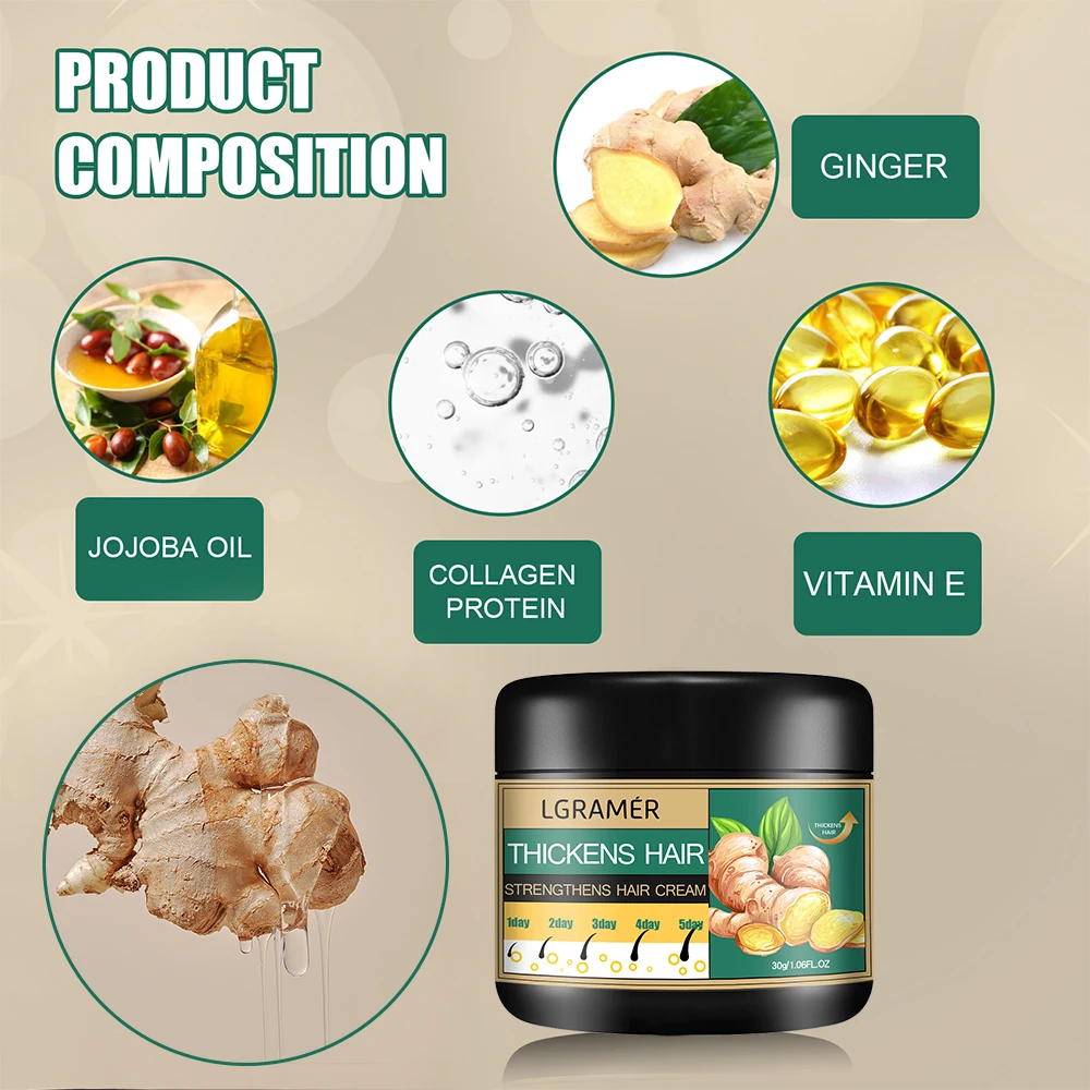 Ginger Hair Cream Deep Cleansing Promote Hair Growth Relieving Hair Loss Improving Scalp Stimulate Hair Follicle Smoothing Care