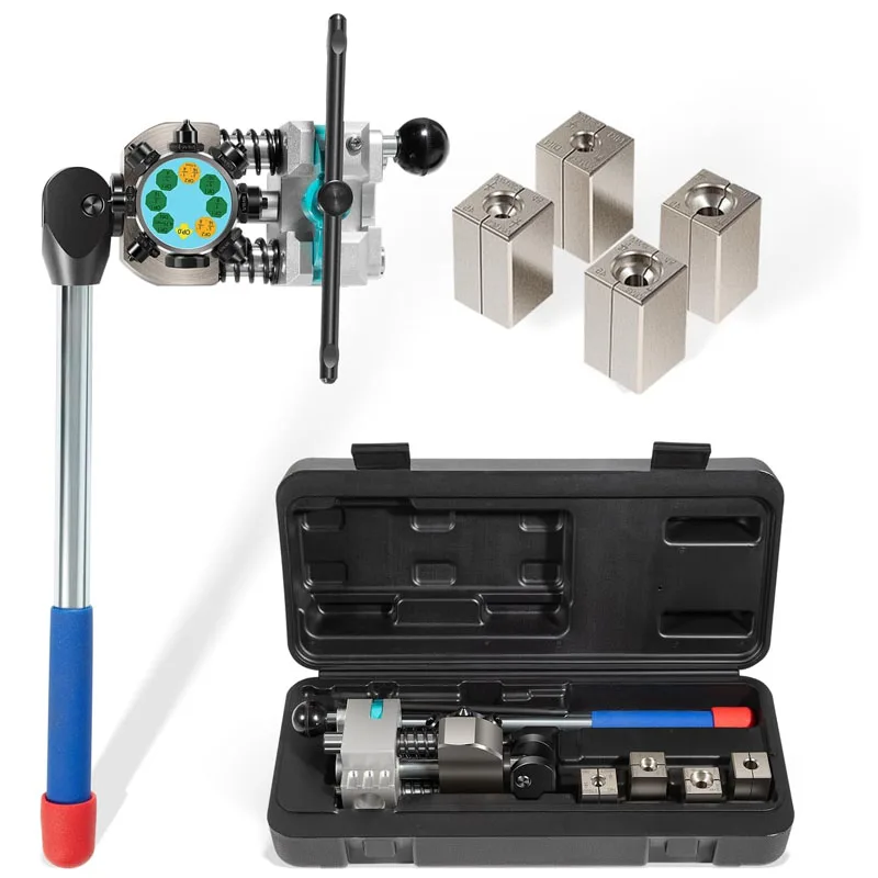 

Bubble, and Double Flare Tool Kit - 45 Degree Set Used with Various Tubes, with 4 Split Dies for 3/16”, 1/4”, 5/16”, 3/8” Tubing