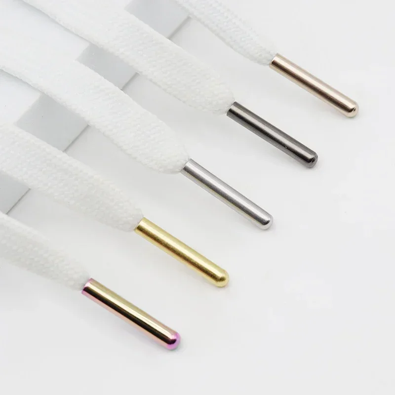 4pcs/Set of 3.8x22mm Seamless Metal Shoelaces Tips Ends Replacement Repair Gold Plating Aglets DIY Sneaker Kits Copper Silver