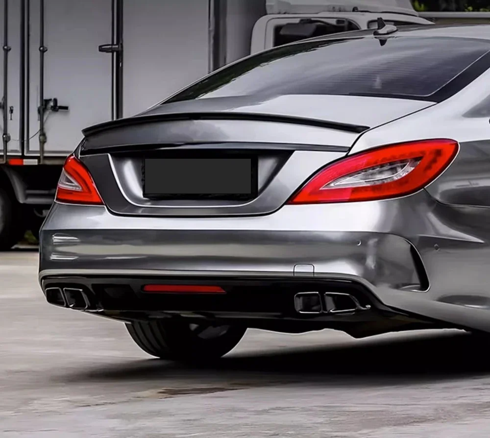 Glossy Black Rear Lip Diffuser Spoiler For Mercedes Benz CLS Class W218 CLS350 CLS63 AMG Sport 2012-2017  Bumper Protector