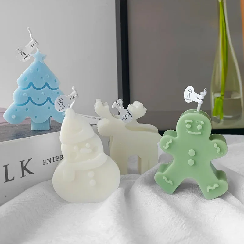 Christmas Candle Decorations Silicone Molds DIY Ice Cream Cookies Candy Chocolate Ice Baking Silicone Mould