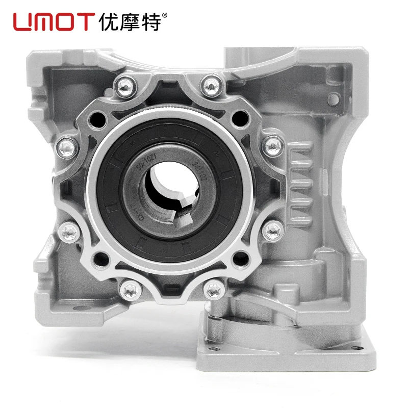 UMOT Heavy Load 4840N 80mm Worm Gearbox for 750W AC Servo Motor Ratio 1:5-1:100 Big Torque 10Nm-55Nm CNC Worm Box Speed Reducer