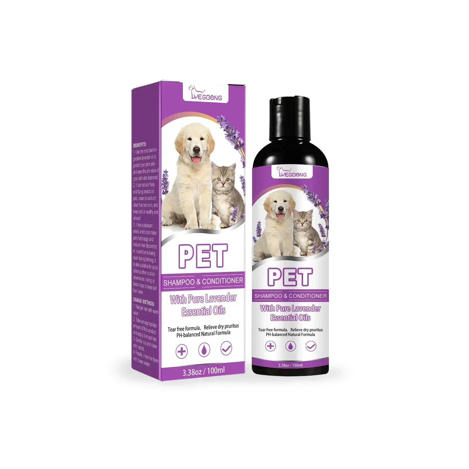 Shampoo Conditioner for Dogs and Cats, Odor Anti Mite Cat Shower Gel, Softening Kitten Body Wash, Dry Itchy Skin Relief Pet Hair