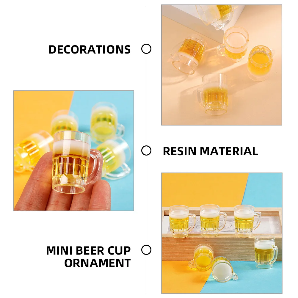 

12 Pcs Simulation Beer Mug Mini Cup for Dollhouse Miniature Cups Tea Mugs Prop Home Decor Tiny Decorate Resin Miniatures