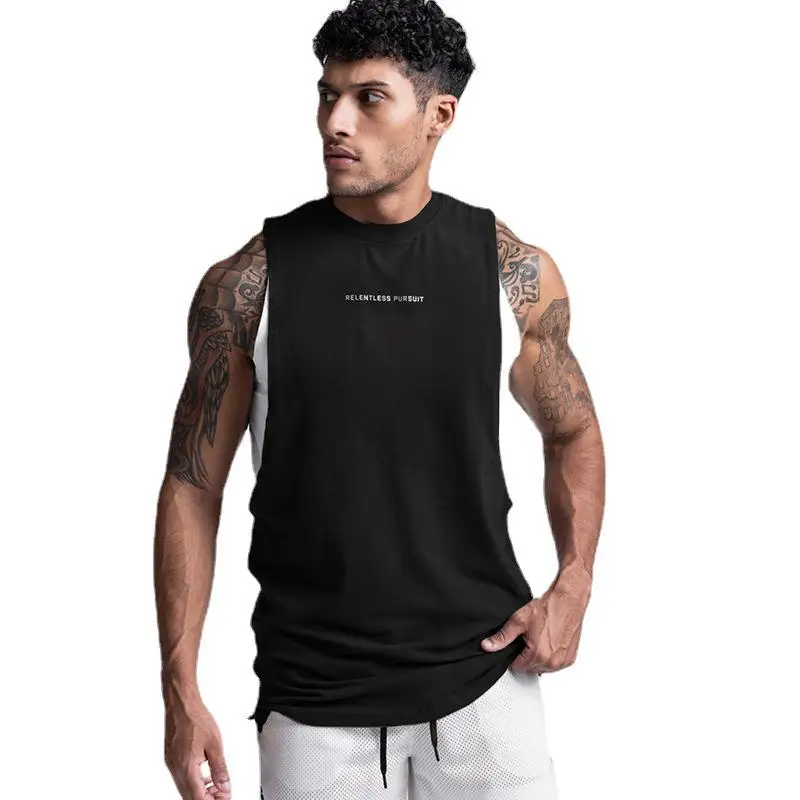 Men's Gym Tank Top Running Vest Basketball Jersey Bodybuilding Workout Stringer Singlets Training Fitness Sport Sleeveless Shirt