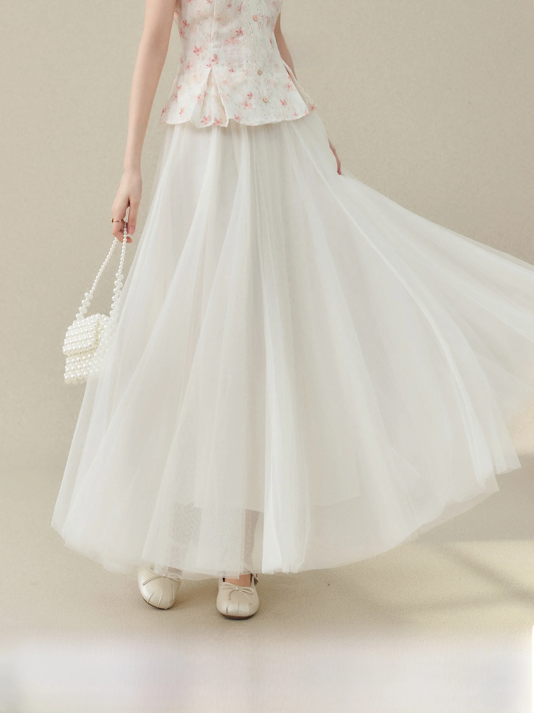 

Elegant High Waist A-Line White Skirt Women's Summer New Style Spring Puffy Half-length Skirt Ladies' Fashion Premium Quality