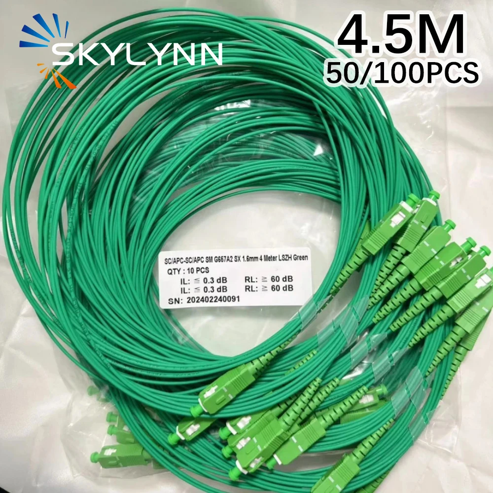 jarretiere-45m-sc-apc-sc-apc-sm-g657a2-sx-16mm-fiber-optic-patch-cord-green-lszh-jacket-jarretiere-customizable