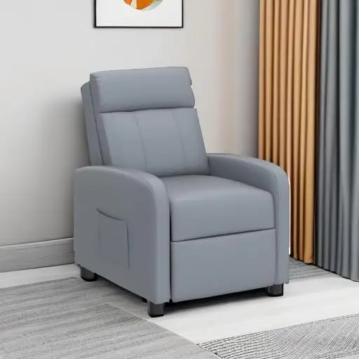 Fauteuil inclinable réglable en cuir PU pour enfants, chaise longue avec poches latérales, repose-pieds, repose-sauna pour chambre et salle de jeux, facile à nettoyer, P