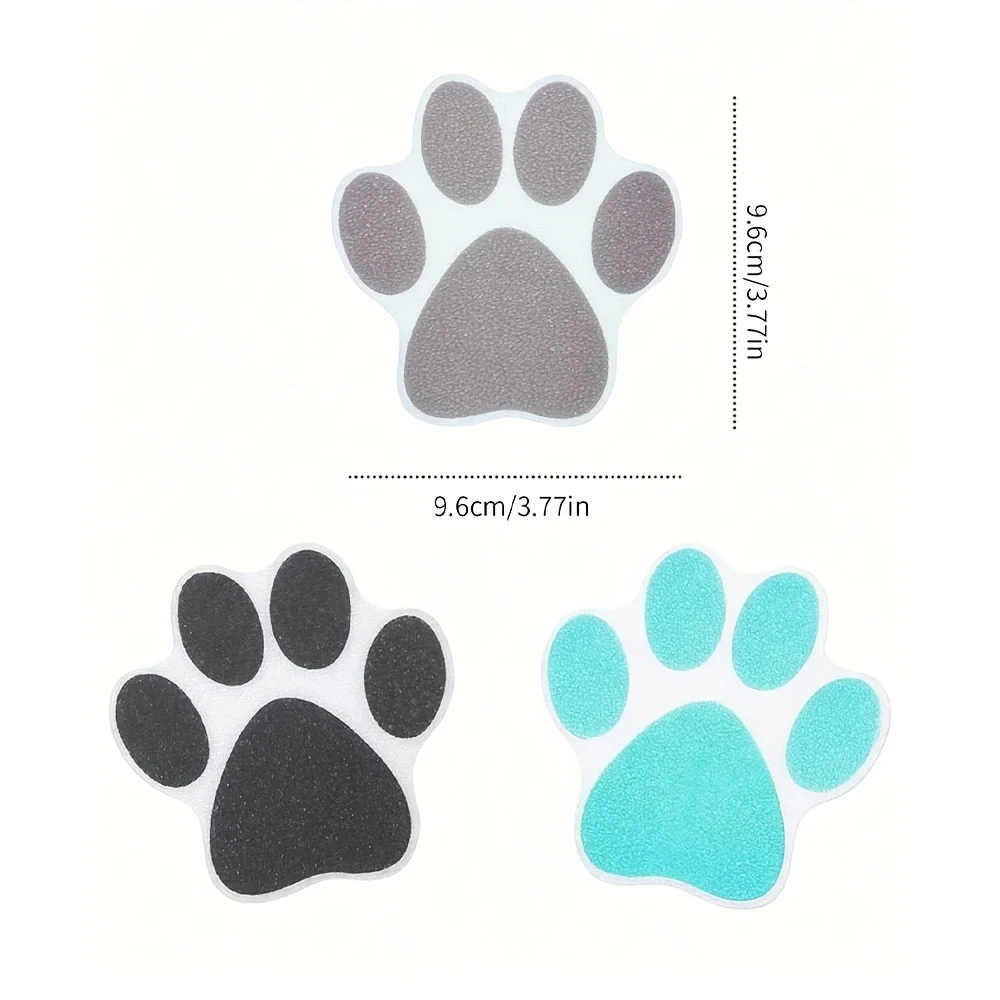 10pcs Paw Print Non Slip Bathtub Stickers Self Adhesive Anti Slip Bath Tub Treads Traction Decals For Shower Pool Boat Stair Saf