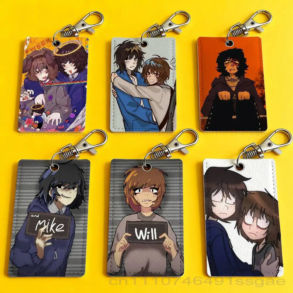 

onewheatmark Will and Mike Badge Holder Keychain For Bank Business Work Card Holder Student Card Protective Case Bus Card