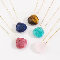 Simple Water Drop Natural Stone Pendant Stainless Steel Clavicle Chain Collars Necklaces For Women Jewelry Gifts Natural Crystal