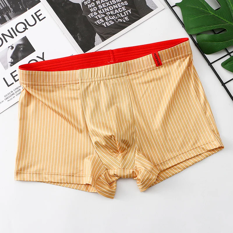 Summer Men\'s Ice Silk Pants Convex Pouch Underwear Boxer Short Fashion Youth Panties Week Fashion Breathable Multicolor Lingerie