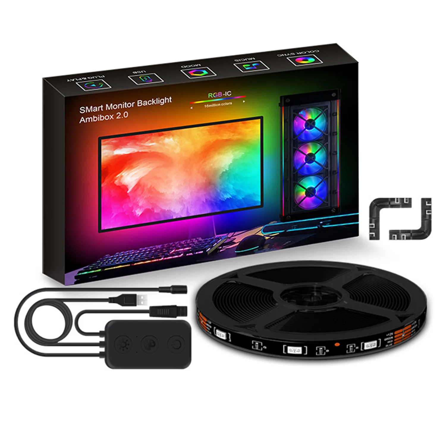 TenKinyo-USB LED Strip Lights com Bluetooth APP, TV Light Strip, Fita flexível da lâmpada, 5V, 5050 Iluminar Música, Controle Inteligente de Voz