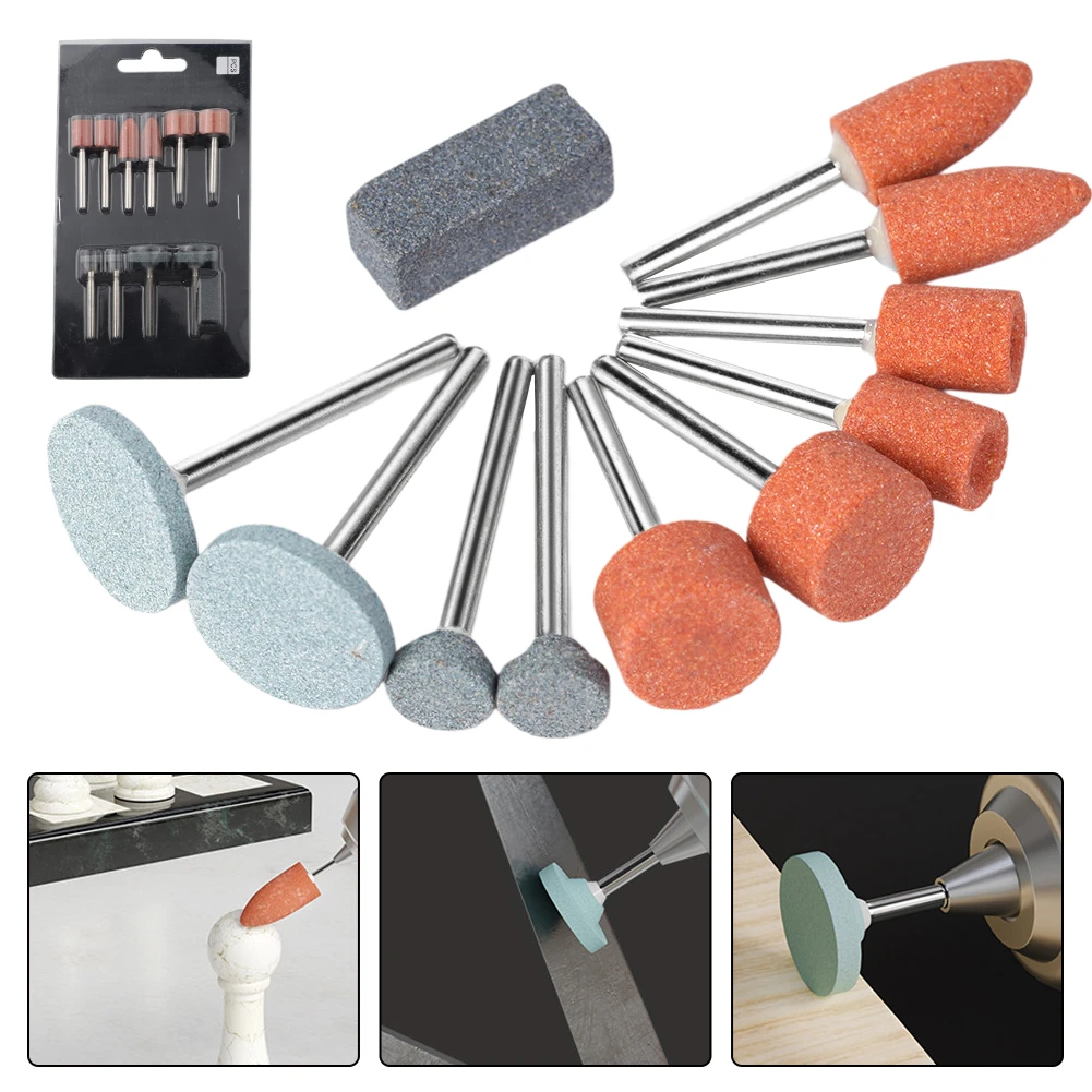 11pcs Grinding Head Grinding Wheels Set Rotary Abrasive Tools Green/Brown Grinding Head Metal Wood Jade And Plastic Polishing