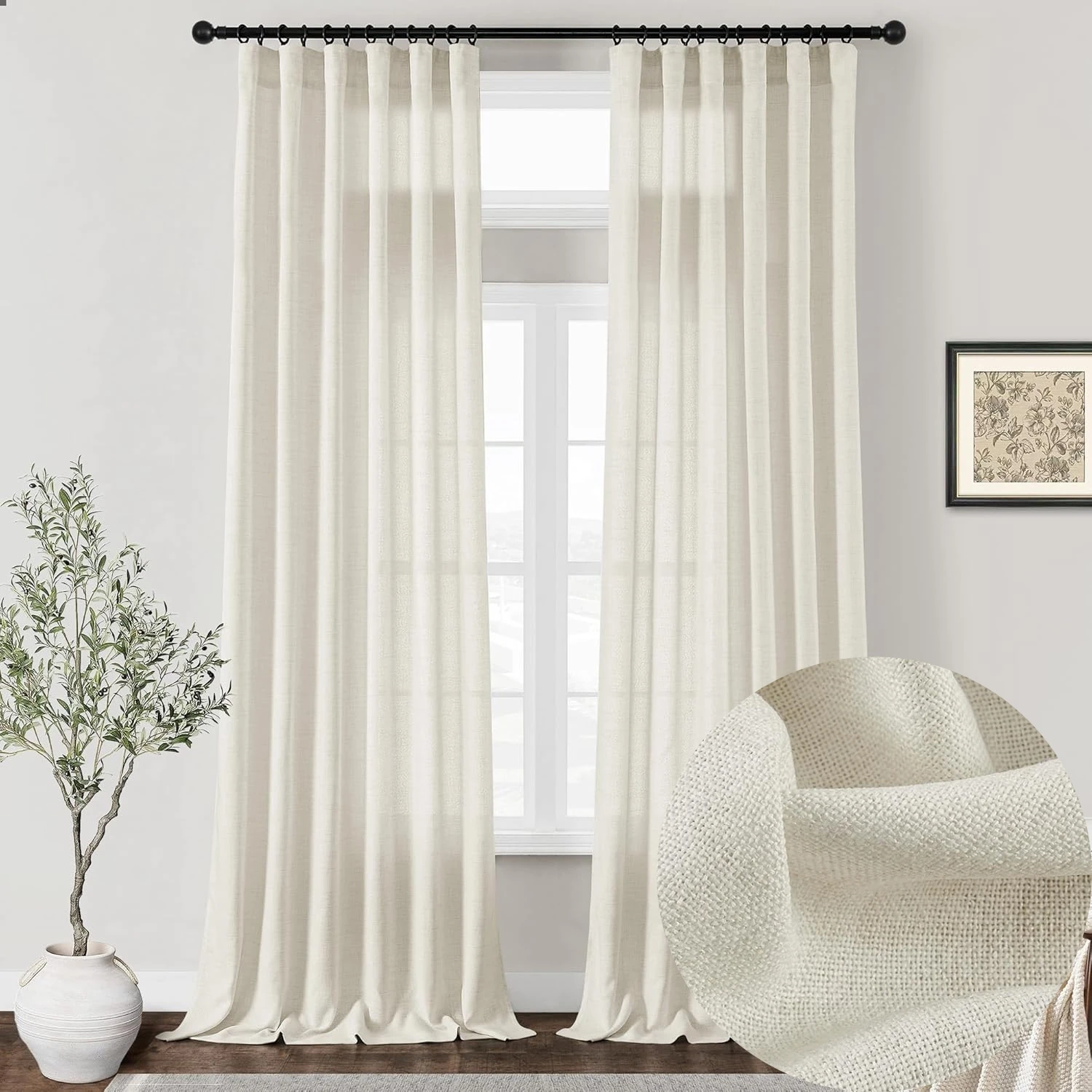 

350cm Height Custom Made Sheer Curtains Faux Linen Tulle Living Room Window Curtain Bedroom High Ceiling Drapes