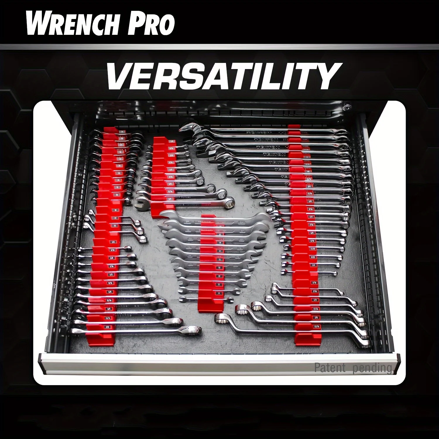 Wrench Pro Upright Storage Organizer 20 Wrenches Magnetic Hexagonal Head Style - Modular Toolbox Holder Made Durable Plastic