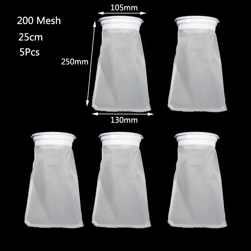 5pcs Super Fine Aquarium Filter Bag with Frame Washable Reusable Mesh Foam Carpet Sock Bag for Fish Marine Filtration System