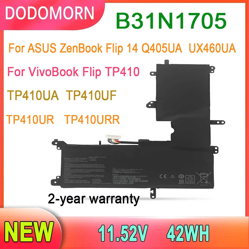 DODOMORN B31N1705 Laptop Battery For ASUS VivoBook Flip TP410 For ZenBook 14 Q405UA UX460UA Replacement Parts 0B200-02660000