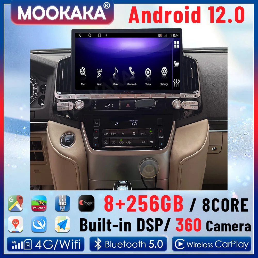 

For Toyota Land Cruiser 200 LC200 2008-2021 Android Auto Carplay Car Radio Audio Video Multimedia Player GPS Navigation Headunit