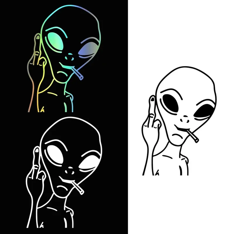 10.2x15cm Funny Personalized Alien Motorcycle Reflective Vinyl Sticker Decal Car Fuel Tank Rear Windshield Decal