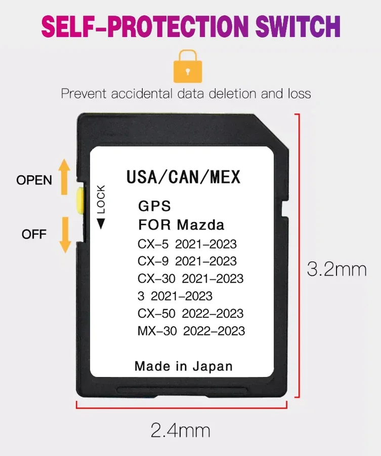 SD-карта для автомобиля Mazda 3 CX-5 CX-9 CX-30 MX-30 CX-50 2021-2023, версия программного обеспечения, обновление Navi, карты США/CAN/MEX, навигация