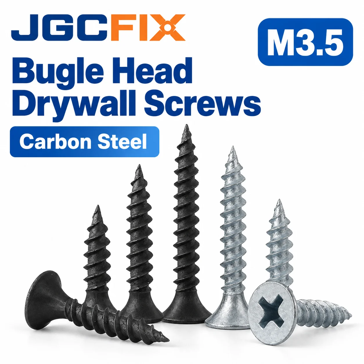 30/50Pcs M3.5 #6 Carbon Steel Drywall Screws 16-80mm Coarse Thread Phillips Bugle Head Self Tapping Wood Screws DIY Home Repair
