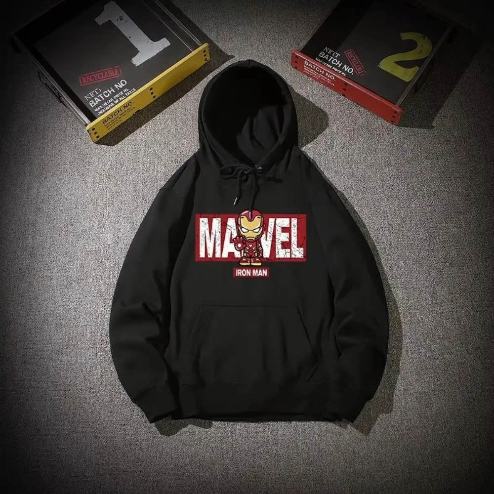 الرجال جديد مارفل الرجل الحديدي الكرتون هوديي الخريف/الشتاء جديد الرجال والنساء الاتجاه الأمريكي حجم كبير فضفاض سترة غير رسمية #1