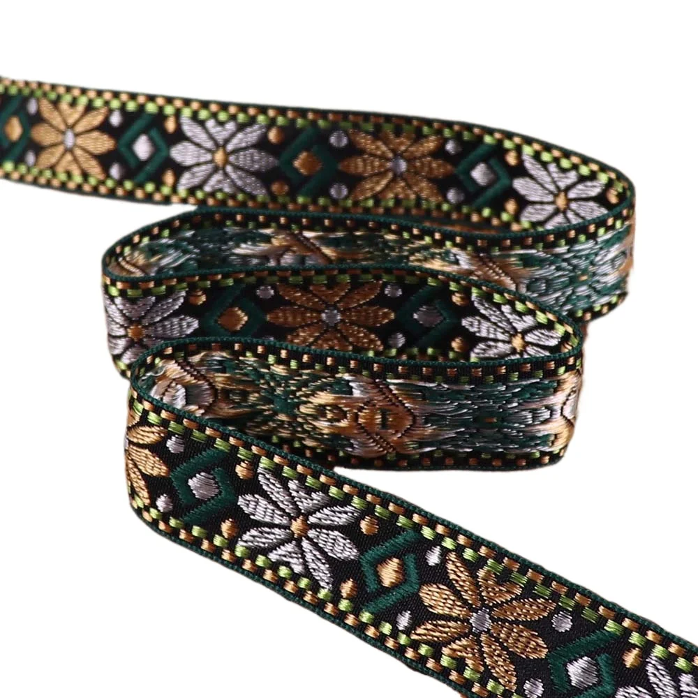 2.3cm Vintage Colorful Geometric Jacquard Embroidered Ribbons Webbing For Collar Sewing Accessories