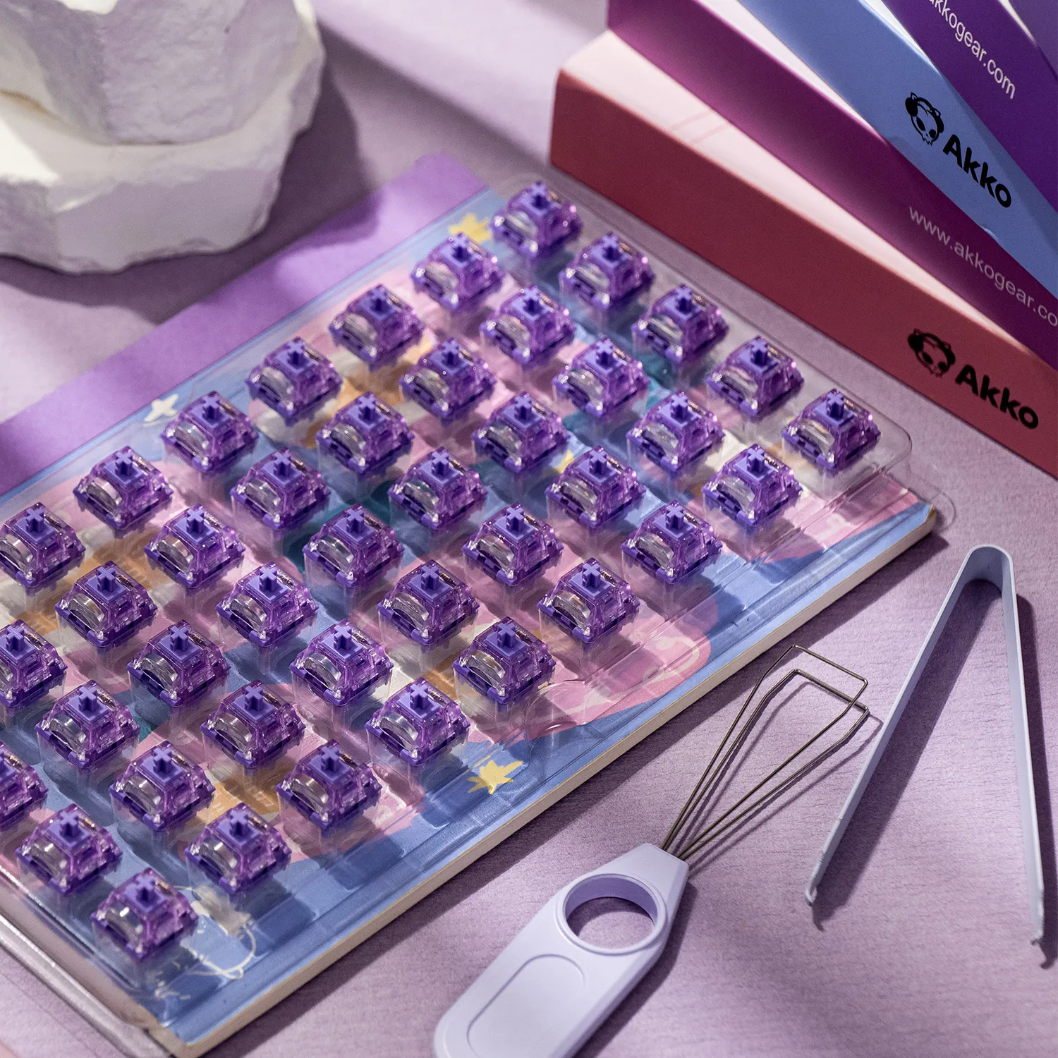 

Akko Starlit Switches 5 Pins 45gf Low Operating Linear POM Switch Factory Lubed Compatible with MX Mechanical Keyboard (45 pcs)
