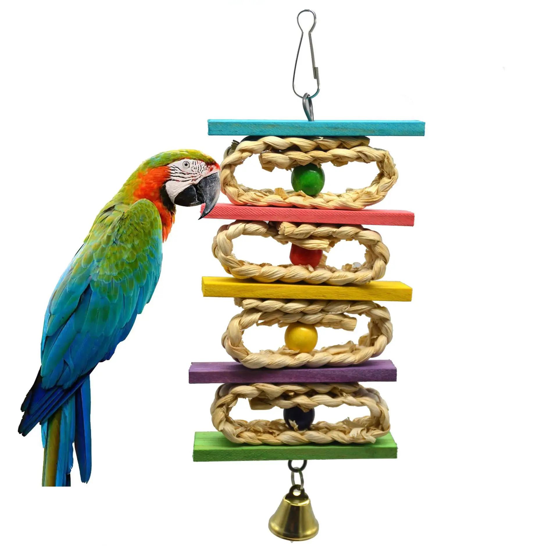 Parrot Bird Toys Natural Bamboo Rattan Weaving Cage Bird Chewing Toys Parrot Cage Foraging Shredder Budgie Parakeet Climb Cage