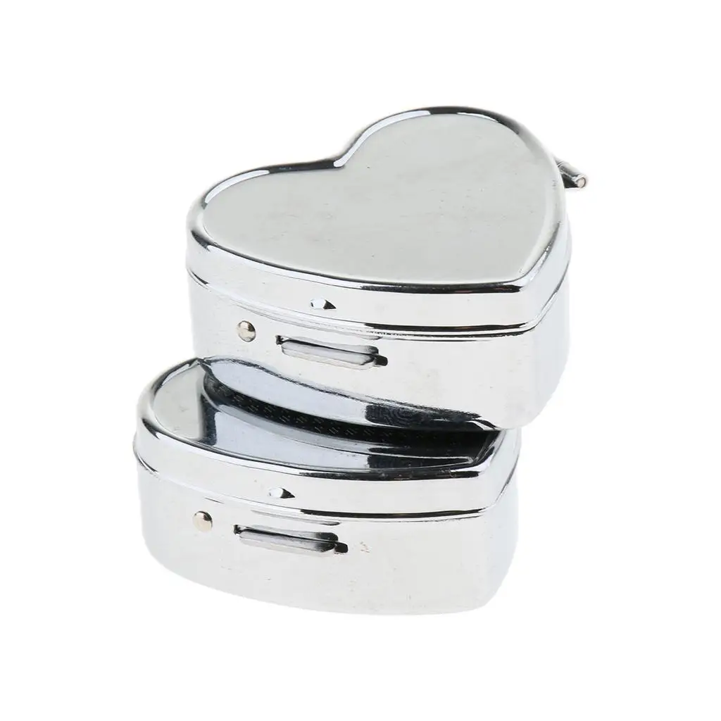 Compact Pill Case Metal Mini Organizer Pillbox with Mirror for Purse Travel Storage Container