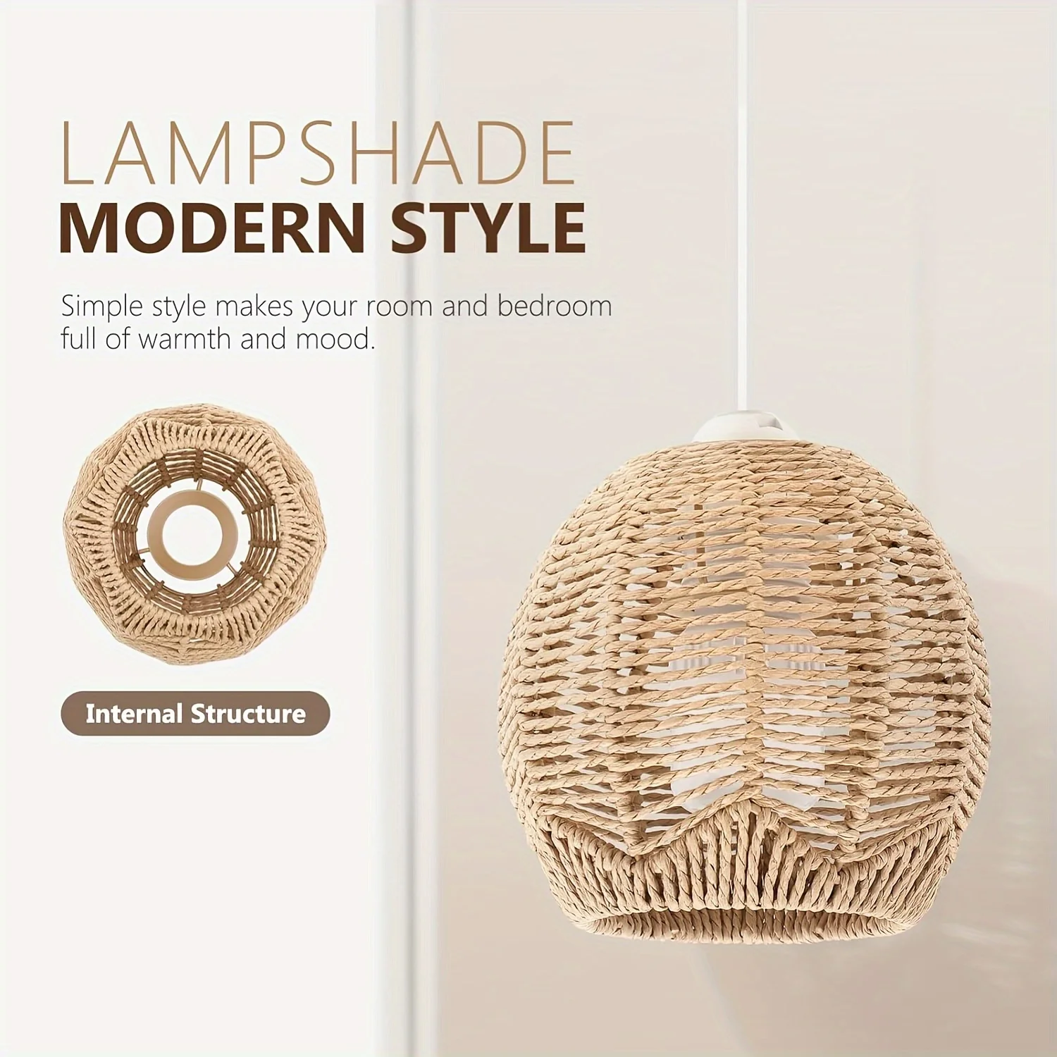 

Pack of 1/3 Paper Rope Decor Pendant Light Black/White Handcrafted Basket-Style Covers Chandelier for Dining Area/Cafe/Tea House