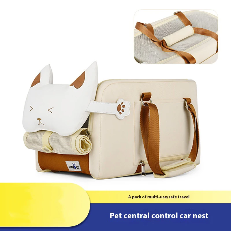 

Dog Car Seat, Center Console Dog Seat with Double Safety Belts Comfortable Neck Pillow with Bow,suitable for Cats and Small Dogs