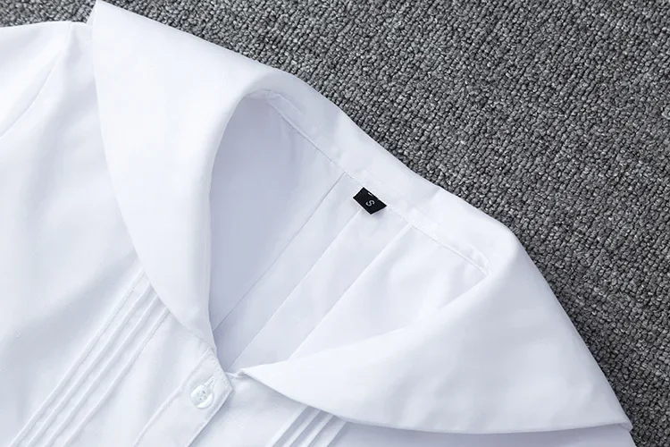 Vestido escolar japonês de algodão branco, médio e alto, para meninas, uniformes jk, terno de marinheiro, manga curta, camisa branca, tops femininos