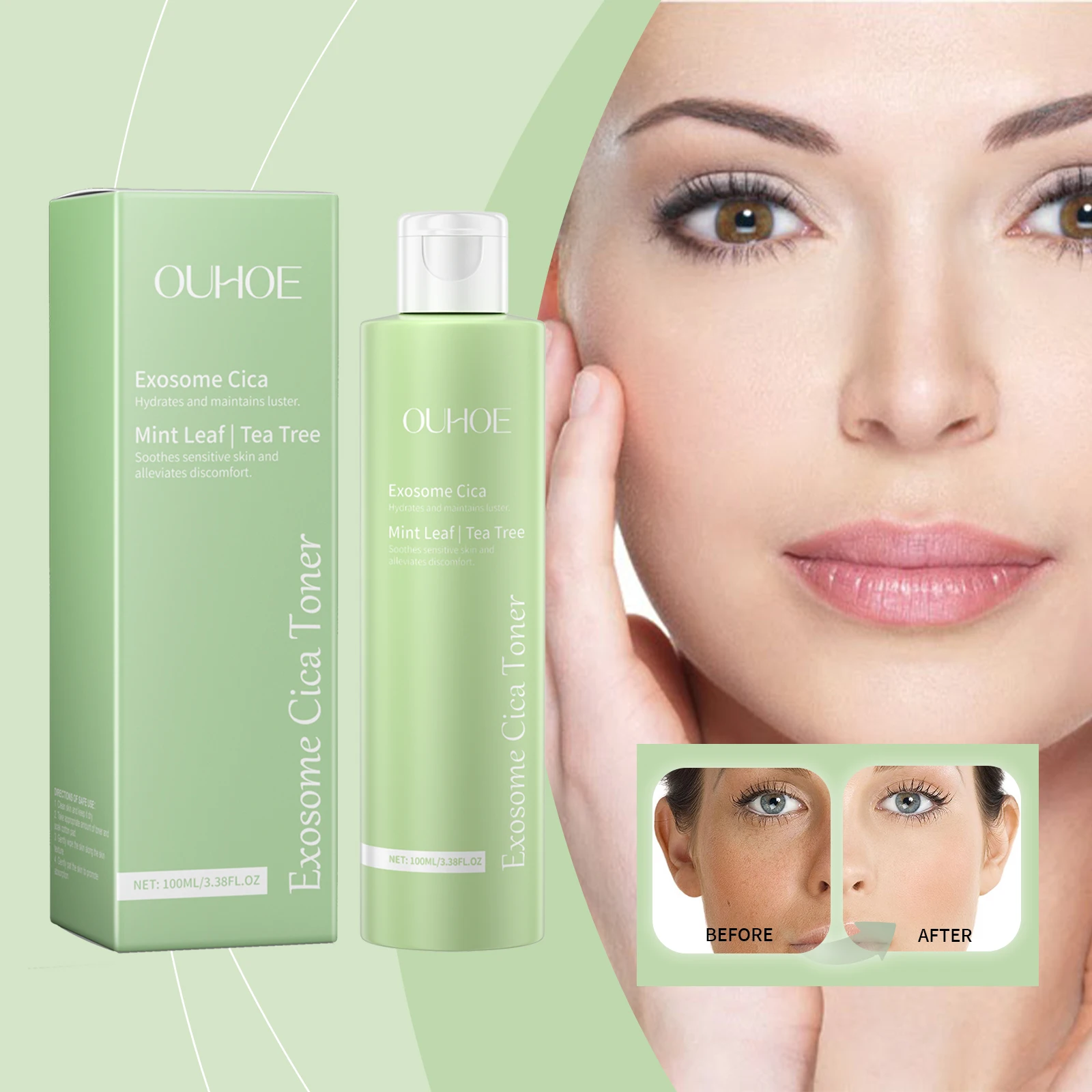 Centella Asiatica Tónico Facial Cuidado de la Piel Hidratante y Calmante Diario, Agua Reparación de Bloqueo de Humedad para Pieles Sensibles Facial Esse